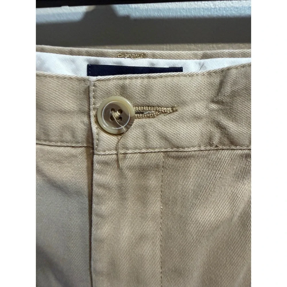 Lands End Mens 36 Traditional Fit Pleated Chino Pants Khaki Tan 100% Cotton